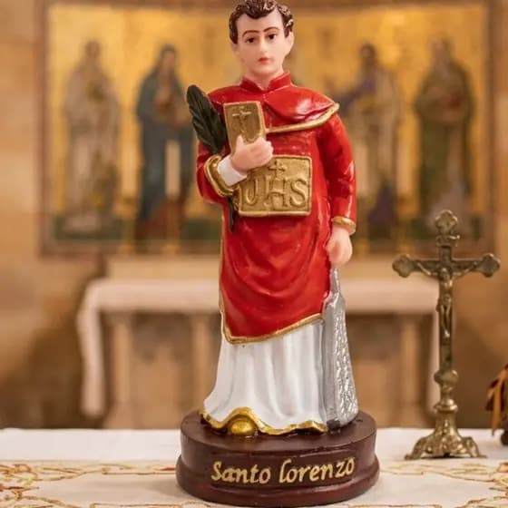 Santo Lorenzo 12 Cm Religioso Imagem Em Resina Premium Devoção Família Decoração Divino