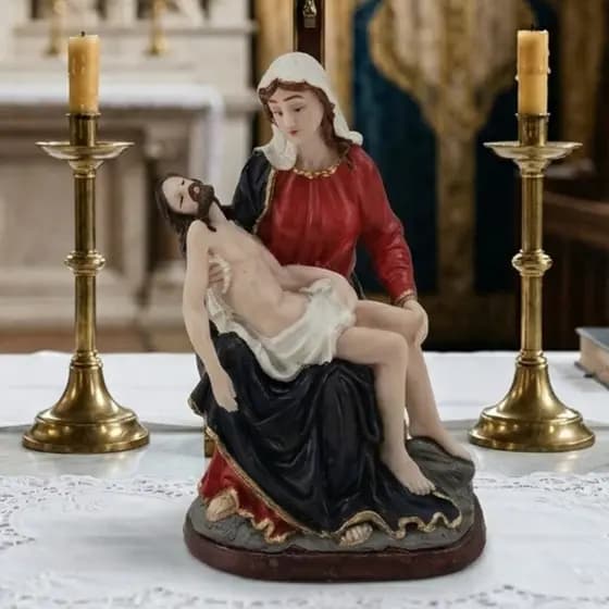 Imagem de Nossa Senhora De Pietá Piedade 13 Cm Em Resina Premium Fé Devoção Decoração