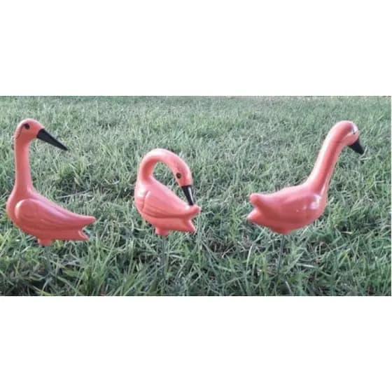 3 Flamingo Decorativo Para Jardim Em Cerâmica Lindo