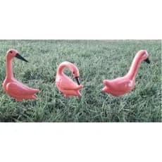 3 Flamingo Decorativo Para Jardim Em Cerâmica Lindo
