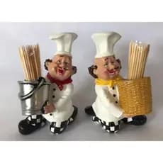 2 Cozinheiro Porta Palito De Dente Paliteiro Enfeite Cozinha