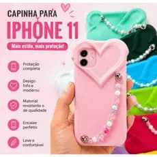 Capinha para iphone 11 cor sortida - CAPA IPHONE 11 - capa coração com acessorios - Capinhas de iphone barato