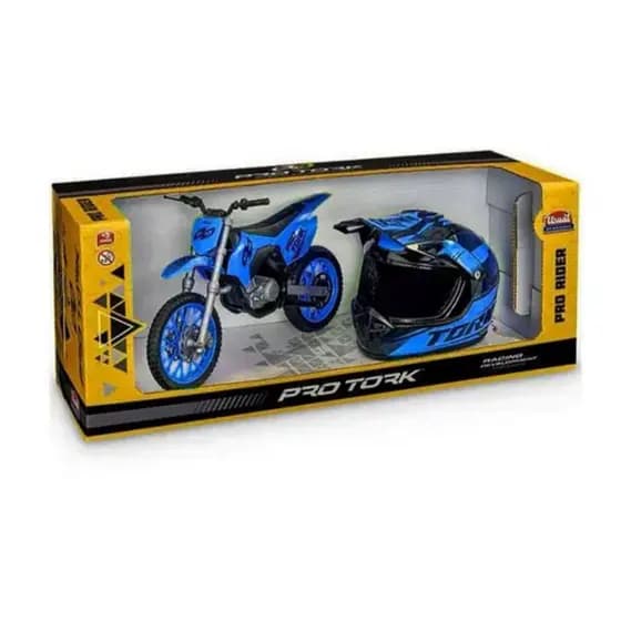 Moto Protork Rider Cross Com Mini Capacete  - USUAL BRINQUEDOS