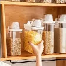 Pote Hermético com Copo Medidor Bico Dosador Cozinha Mantimentos Lavanderia
