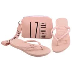 Kit Bolsa De Mão E Chinelo / Necessaire Carteira