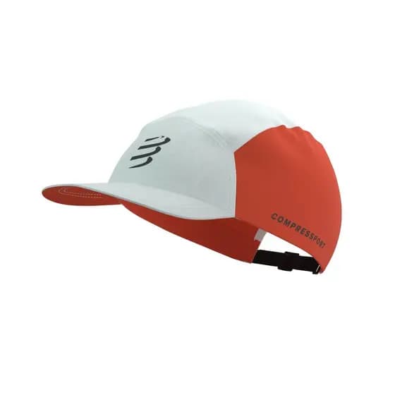 Boné 5 Panel Branco/Laranja- triatlo tri trail montanha maratona 42km meiamaratona 21km suor sol proteção uv