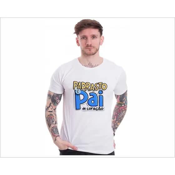 Camisa Padrasto Pai De Coração Tecido e Estampa Alta Qualidade E Durabilidade Anti-pilling 100% Poliéster PROMOÇÃO