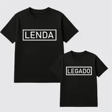 Kit Tal Pai Tal Filho Frase Lenda Legado Dia dos Pais Preta Blusa Estampada Ótimo Acabamento E Durabilidade Anti-pilling