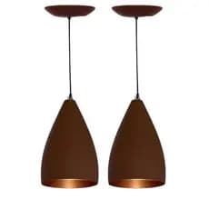 KIT 2 Luminárias Vegas Pendentes Teto Decorativo Casa Marrom/Cobre