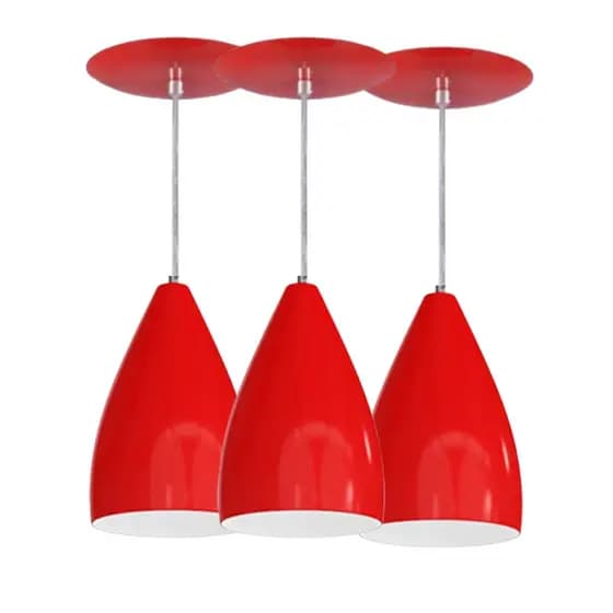 KIT Com 3 Luminárias Vegas Vermelho e Branco