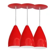 KIT Com 3 Luminárias Vegas Vermelho e Branco