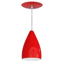 1 Luminária Vegas Vermelho/Branco Pendentes Em Alumínio