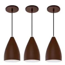 Kit 3 Luminárias Vegas Marrom e Branco Pendentes Perfeitos Para Sua Decoração De Casa