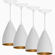 Kit 4 Luminárias Vegas Branco e Cobre Pendentes Teto Decoração