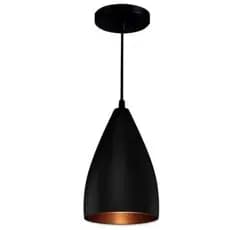 1 Luminária Vegas Preto e Cobre Pendentes Decoração Quarto/Sala/Cozinha/Salão/Varanda