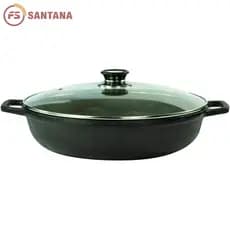 Paellera Ferro Fundido C/ Tampa Vidro 36cm Tacho P/ Paella