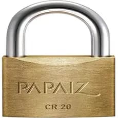 Cadeado Pequeno Chave Papaiz Clássica Standard CR20 - 20mm Amarelo e Cromado