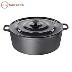 Panela Caçarola Ferro Fundido Grande 40cm 16 Litros com Tampa De Alumínio