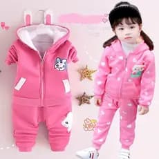 Conjuntos De 2 Peças Com Capuz + Calça De Desenho Animado Para Meninas , Roupas Casuais De Veludo De Flanela De Inverno