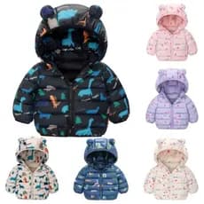 Crianças Meninos Meninas Com Capuz Jaquetas Leves Dos Desenhos Animados Dinossauro Roupas De Moda De Inverno