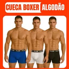 Kit com 5 ou 3 Cuecas Boxer Algodão Masculino Adulto Fluir
