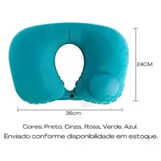 Almofada de Pescoço Formato de U Tecido Macio Inflável Portátil Prático e Leve Ultra Durabilidade Ergonômica Conforto para Viagem 36cmx24cm BAnpinSH