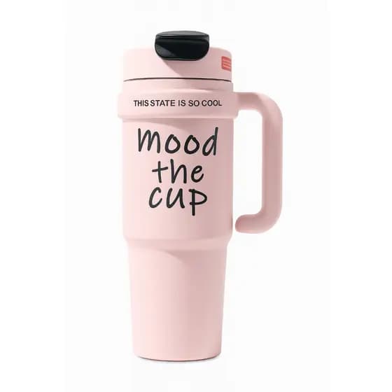 Copo térmico( Mood The Cup) com Canudo de Inox 1000ml Com Alça Academia com tampa 2 funções