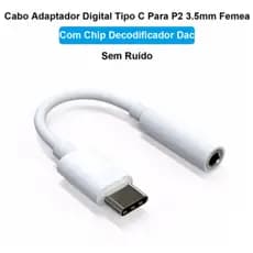 Adaptador de Fone de ouvido Tipo C para P2 3.5mm