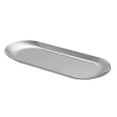 Bandeja 18x9cm Aco inoxidavel Para Servir Alimentos Banhado a Prata
