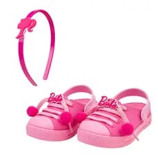 Sandália Infantil Menina Babuche Rosa com Tiara | Confortável, Antiderrapante e Leve