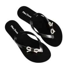 Chinelo Sandália Feminina Laço Strass Mini Shoes –  Elegante Preto Confortável