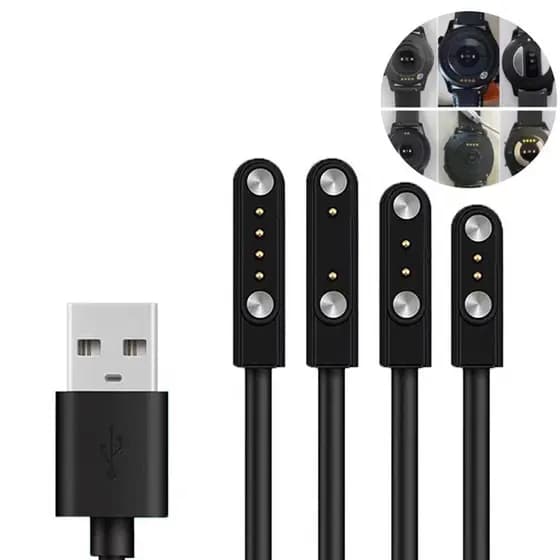 W.BILL Cabo Carregador Magnético Universal De Relógio 2 Pinos 4 Pinos  Usb Para P70 P80 W26 LS05 Amazfit Relógio