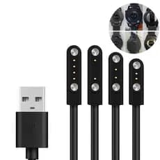 W.BILL Cabo Carregador Magnético Universal De Relógio 2 Pinos 4 Pinos  Usb Para P70 P80 W26 LS05 Amazfit Relógio
