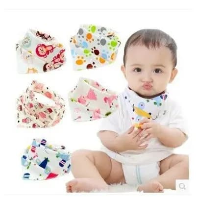 Kit Com 5 Babadores Bandanas Para Bebê Infantil Dupla Face