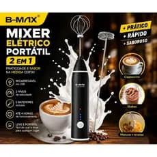 Mixer Elétrico Portátil Recarregável USB 2 Em 1 Batedor Leite Café B-MAX