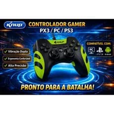 Controle Joystick KNUP KP-4040 USB com Fio para PC, Notebook e PS3 – DualShock Analógico Gamer