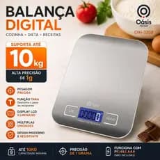 Balança Digital Cozinha 10kg Alta Precisão 1g LCD Aço Inox Com Tara