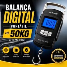 Balança Digital Portátil 50kg Gancho Eletrônica Bagagem Pesca Mala Alta Precisão BM-A08