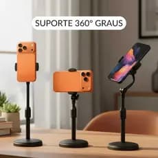 suporte de mesa para celular com rotação 360º e altura ajustavel