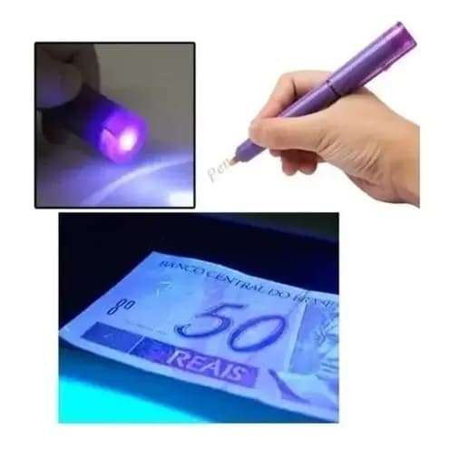 Caneta Identificador Detector Nota Dinheiro Falsa Luz Negra