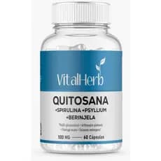 60 Caps Quitosana + Spirulina + Psyllium + Berinjela Puro e Original 500mg