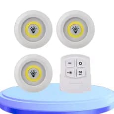 Kit 3 Luminária Lâmpada Led Spot Sem Fio Com Controle Remoto Lâmpada Led Sem Fio