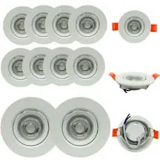 Kit 10 Luminária Spot Led 7w Embutir Redondo 9x9cm Direcionável Frio 6500K ou Quente 3000K Bivolt Teto Sanca