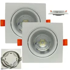 Kit 2 Luminária Spot Led 12w Embutir Quadrado 11x11cm Direcionável Frio 6500K ou Quente 3000K Bivolt Teto Sanca