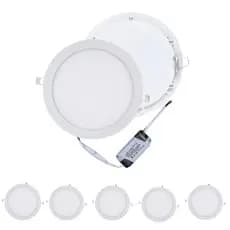 Kit 5 Luminária Plafon Led 18W Redondo Embutir Alumínio 21x21cm Frio 6500k ou Quente 3500k 110v-220v