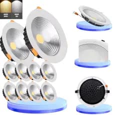 Kit 10 Luminária DownLight Led Cob 50W Embutir Redondo Bivolt 110v-220v Frio 6500k ou Quente 3500k