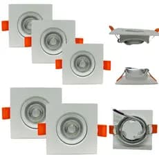 Kit 5 Luminária Spot Led 7w Embutir Quadrado 9x9cm Direcionável Frio 6500K ou Quente 3000K Bivolt Teto Sanca