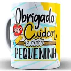 Caneca Obrigado por Cuidar da minha Pequenina e Pequenino Porcelana