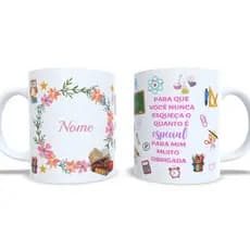 Caneca Dia dos Professores Personalizada com Nome 325 ml Porcelana