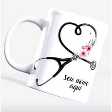 Caneca Enfermagem Exclusiva com Nome Personalizado 325 ml Porcelana